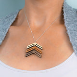 Three Arrows Three-Tone Hardwood and Silver Necklace for Down Syndrome Support