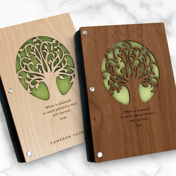 Customizable Tree Journal with Wood Cover