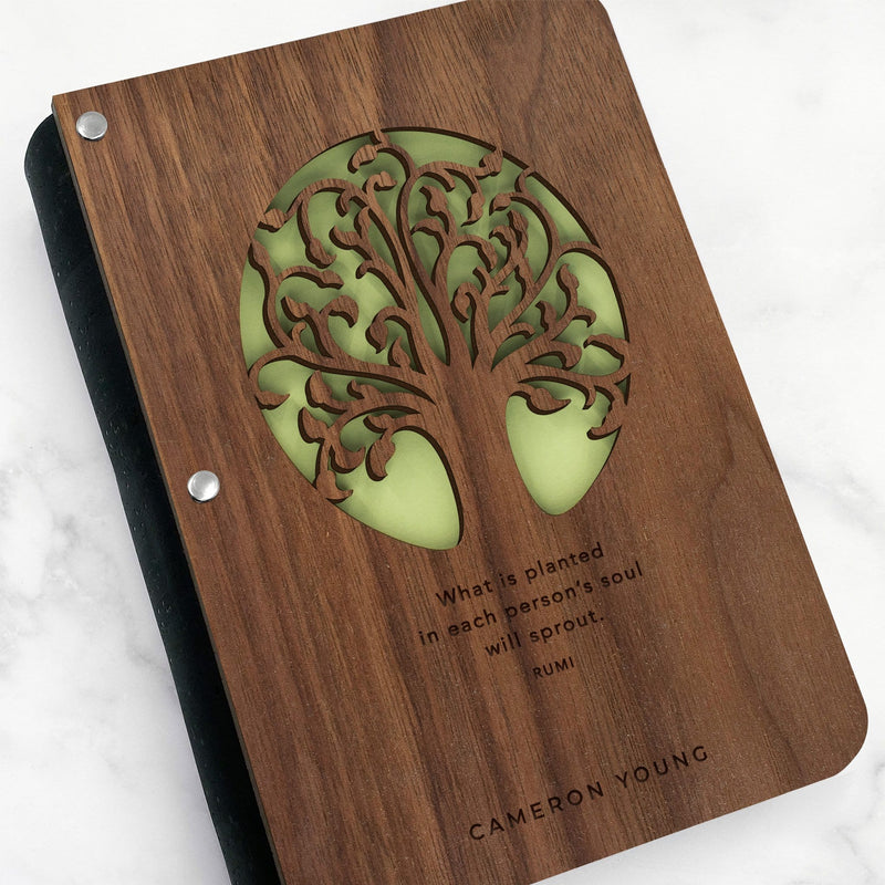 Personalized Tree Journal with Wood Cover