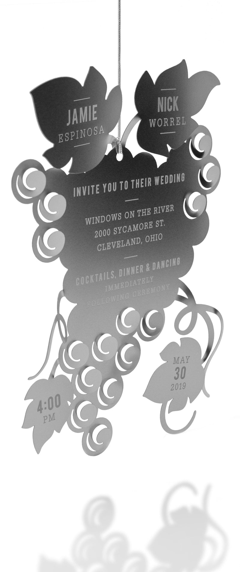 Unique Vineyard Event Invitations Made from Metal