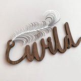 Wild and Free Walnut Wood Wall Art with Metal Feather
