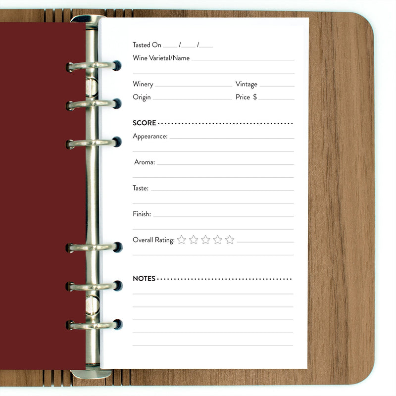 Wine Notes Refill Pack for Wine Tasting Notes Journal