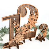 Wood Wedding Table Numbers with Flowers