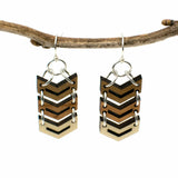 Wood and Silver Chevron Earrings