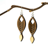 Curved Chevron Wood and Silver Earrings
