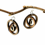 Circle Wood and Silver Earrings