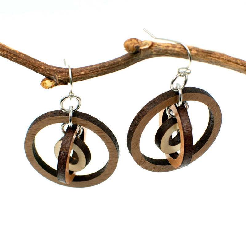 Circle Wood Earrings Boho Dangle