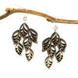 Leaves Two-Tone Hardwood and Silver Dangle Earrings